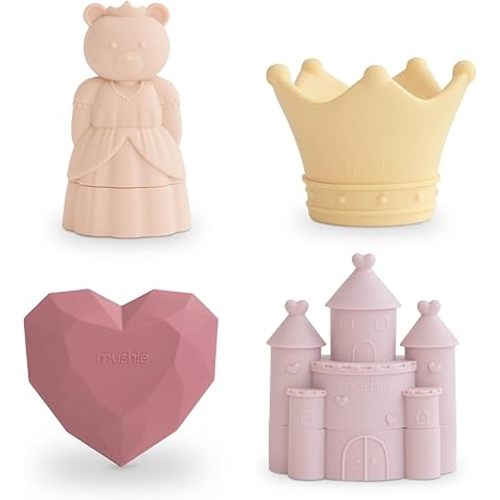 mushie Princess Bath Toys Play Set for Toddlers | 100% Food Grade Silicone | Mold Free, Pack of 4