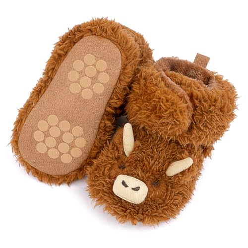 Slojkardon Highland Baby Boys Girls Booties Newborn Baby Shoes Unisex Winter Warm Infant Slippers for Toddler First Walker Shoes Cozy Fleece