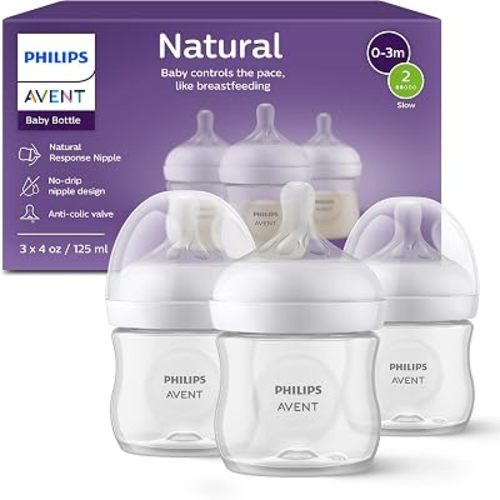 Avent - 3Pk Natural Baby Bottle With Natural Response Nipple, Clear, 4Oz
