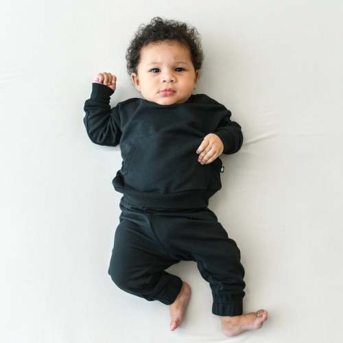 French Terry Jogger Set in Midnight Black | Kyte Baby