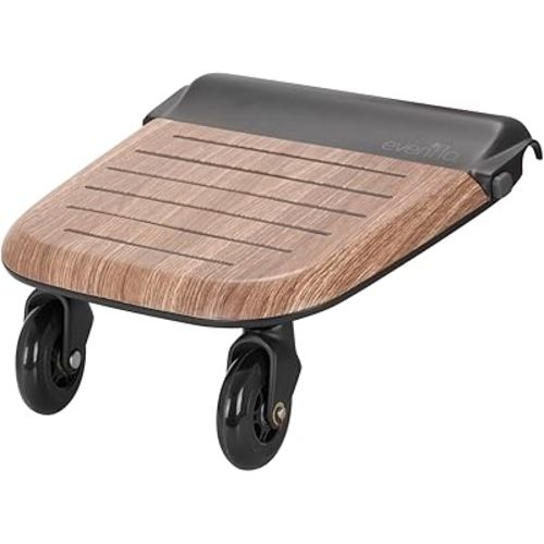 Evenflo Stroller Rider Board, Convenient Riding Options, Non-Skid Surface, Smooth-Ride Wheels, Easy to Use, Holds up to 50 Pounds, No Additional Parts Needed, Wood Grain - One Size