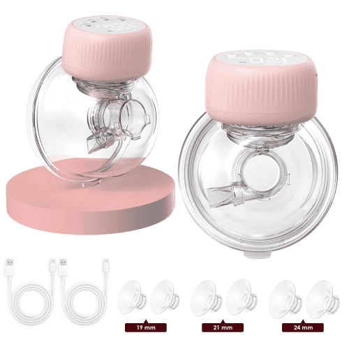 Wearable Breast Milk Collector, 4 Modes 48 Suction Levels, Curved LCD Display with Physical Buttons, Rechargeable Battery, 3D Wide Flange
