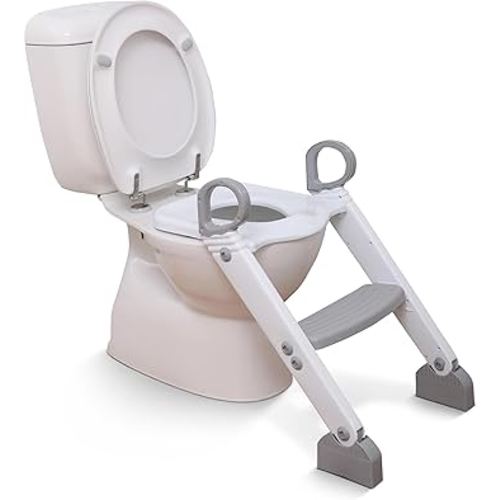 Dreambaby Toddler Toilet Seat with Steps - Adjustable Potty Seat with Splash Guard, Potty Topper with Ladder, Ergonomic Handles, Non-Slip Pads