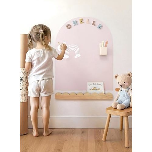 Orelle MagicWall | Magnetic Wall Decal Arch | Peel and Stick Magnetic Chalkboard for Wall | Kids Wall Decals | Playroom Essentials | Includes Chalk & Holder | Midi | 20 x 26 | Pink