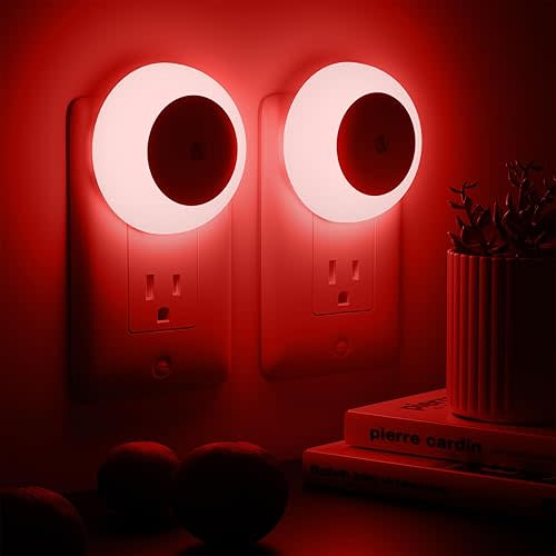 Night Light, Night Lights Plug into Wall, Dusk to Dawn Sensor, Red Led Night Light 0.5W, 2 Pack Nightlight for Adults, Bedroom, Bathroom, Hallway, Kitchen