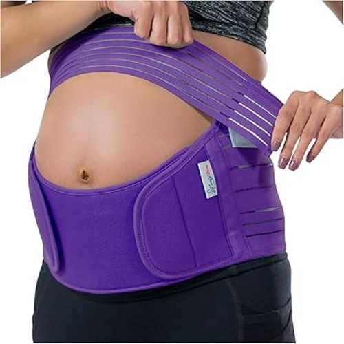 Belly Bands For Pregnant Women, Pregnancy Belly Support Band - Pregnancy Must Haves. Adjustable/Breathable Belly Support For Pregnancy. Purple Color/Size XL