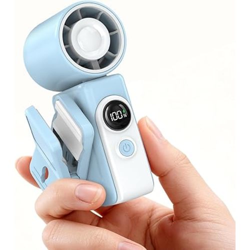 Portable Clip on Mini Fan, USB Rechargeable Handheld Fan with 4 Gear Wind, 5000mAh Battery, 180° Rotate Pocket Fan Design Cooling Gadgets for Travel/Camping/Concerts/Lash, Gifts for Women Men(Blue)