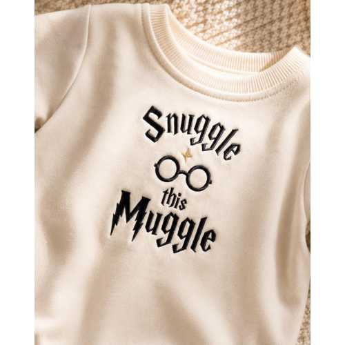 Snuggle This Muggle Embroidered Baby Romper, Wizard Baby Outfit, Magical Newborn Gift, Bookish Baby Shower Gift