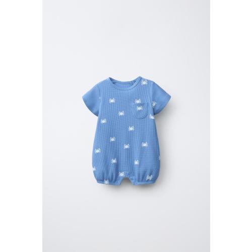 CRAB TEXTURED ROMPER - Blue / White | ZARA United States