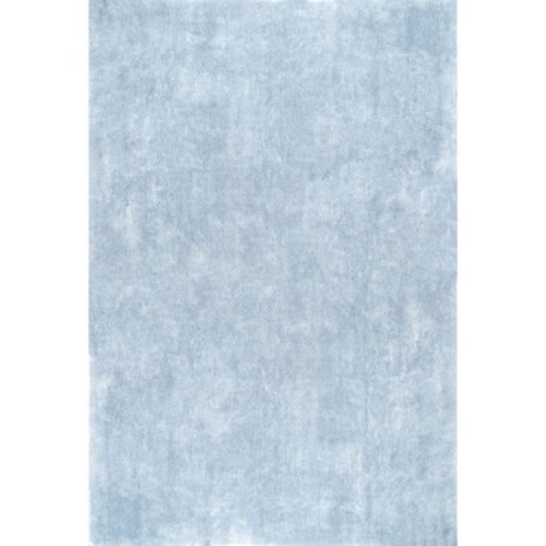 Nuloom Loni SuperiorWash Solid Machine Washable Shag Area Rug, 4' x 6', Light Blue