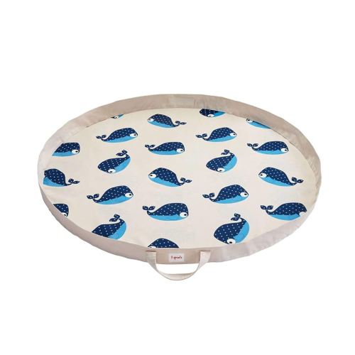 3 Sprouts Play Mat & Toy Storage Bag - Large Portable Toy Organizer, Kids Toy Bag for Boys & Girls - Playroom Storage & Activity Mat, Whale