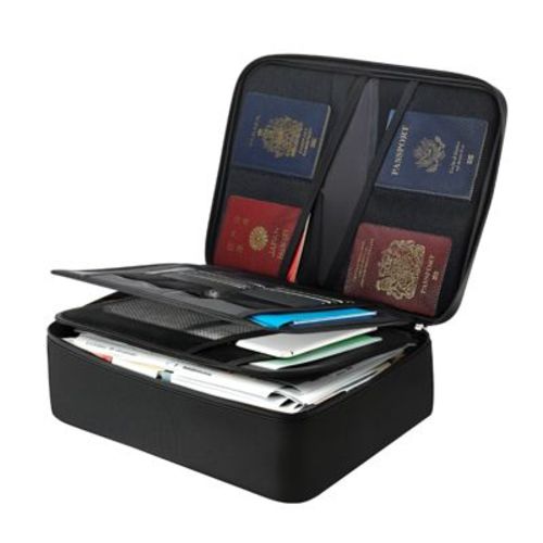 VEVOR Fireproof Document Box, 1832 ℉ Heat Insulated Fireproof & Waterproof Box with Lock, Portable Multi-Layer File Storage Organizer, Black