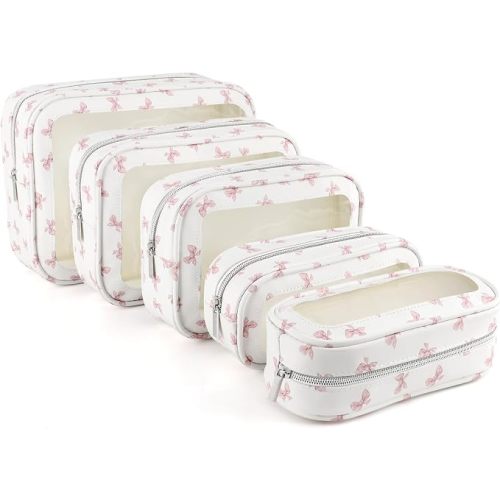 YOPCDJ 5PCS Diaper Bag Organizer Pouch Set, TSA Approved Toiletry Bag, Clear Waterproof Makeup Bag Set, Purse Organizer Pouches,Travel Organizer Bags for Women and Kids