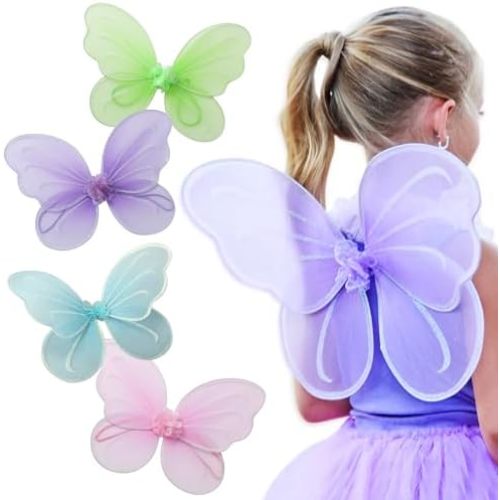 Butterfly Craze Girls' Fairy, Angel or Butterfly Wings – Costume Accessories for Parties – Colors: Blue, Green, Pink, Purple