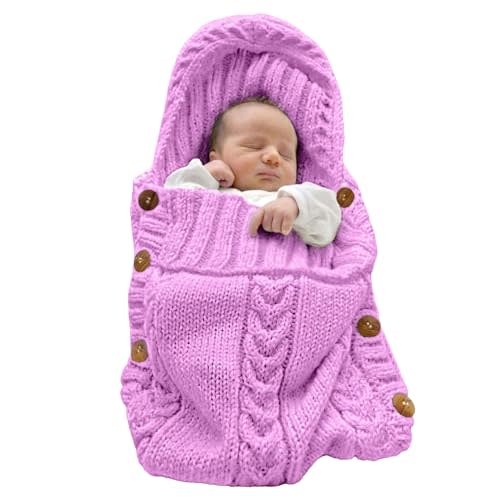 XMWEALTHY Newborn Baby Wrap Swaddle Blanket Knit Wrap Blanket Bag Receiving Blankets Stroller Wrap for Baby Pink 0-6 Month
