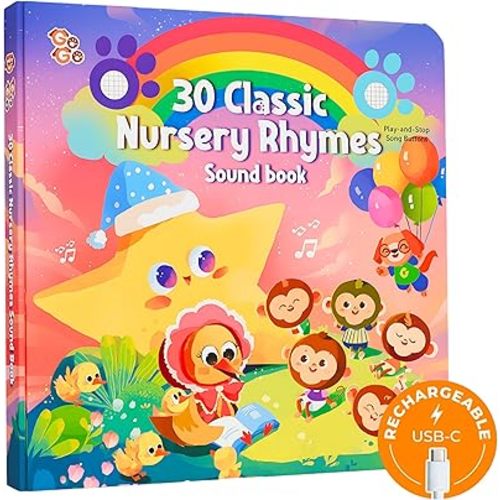 GO GO 30 Classic Nursery Rhymes Sound Book, USB-C Rechargeable, Interactive Musical Learning Book for Toddlers