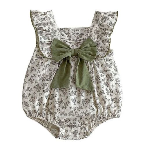 Summer Hot Selling Baby Girls Sleeveless Square Neck Floral Print bodysuit