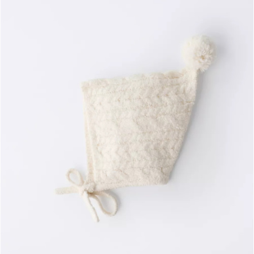CABLE KNIT POMPOM BONNET - Ecru | ZARA United States