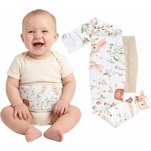 Colic and Gas Relief for Newborns and Infants, Flaxseed Heated Tummy Wrap, Microwaveable Baby Swaddling Belt with Warmth, Natural Relief for Upset Stomach in Babies and Toddlers(Rabbit)