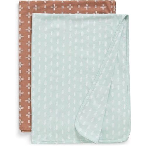 Delta Children 100% Organic Jersey Cotton Baby Receiving Blankets for Girls and Boys – 30x40 Inches - GOTS Certified (Pack of 2), Neutral Boho