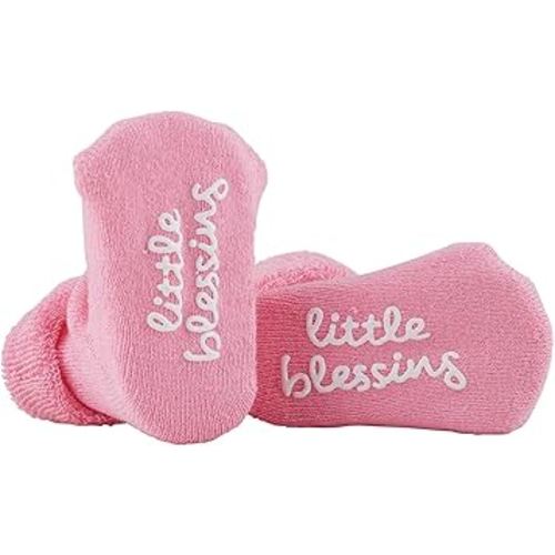 Stephan Baby Non-Skid Socks with Inspirational Phrases, Little Blessing, Pink, Fits 3-12 Months