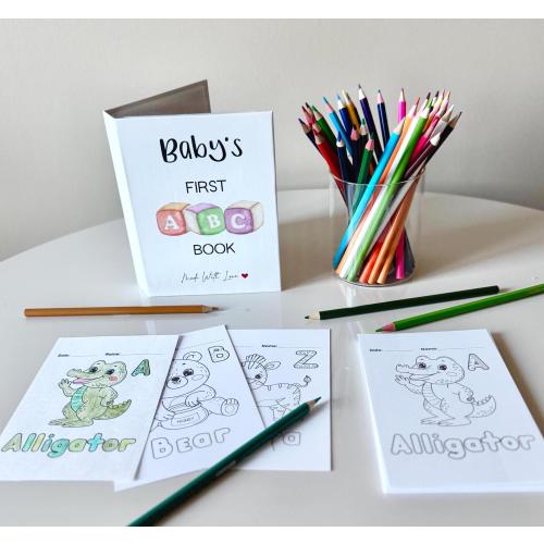 ABC Coloring Book: Baby Shower Guest Book Alternative