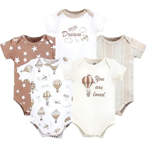 Hudson Baby Unisex Baby Cotton Bodysuits, Hot Air Balloon, 0-3 Months