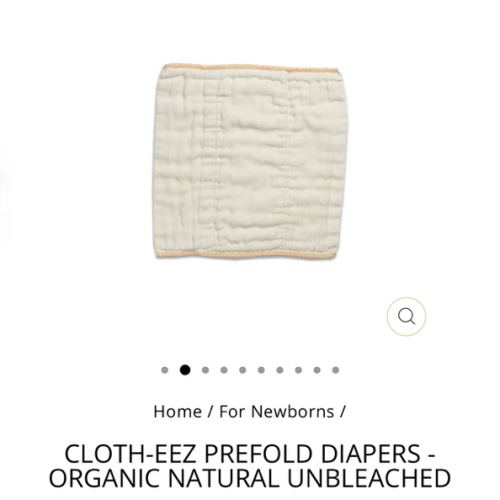 Cloth-eez Prefold Diapers - Organic Natural Unbleached