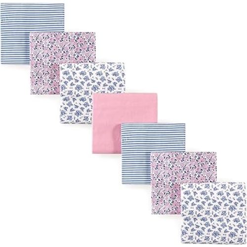 Hudson Baby Unisex Baby Cotton Flannel Receiving Blankets Bundle, Classic Floral, One Size