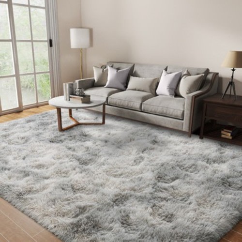 LOVEVOOK 6x9 Feet Grey Area Rugs for Living Room Bedroom, Non-Slip Fluffy Soft Shag Rug, Plush Carpet for Home Dorm Decor Aesthetic