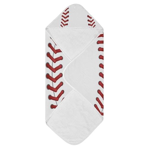 Sport Baseball Print Baby Towel Ultra Soft Hooded Towels for Babies - Ultra Absorbent Cotton Bath Towels 35x35 Inch