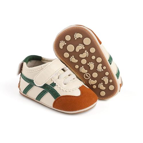 Baby Boys Girls Leather PRE-Walking Sneakers Toddler Anti-Slip Rubber Sole Infant Lightweight First Step Shoes