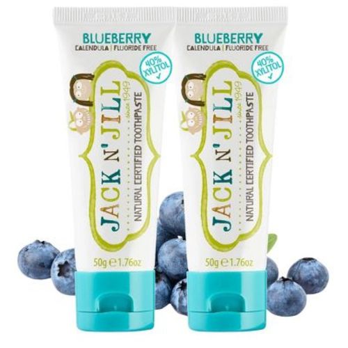 Jack N' Jill Natural Certified Toothpaste BlueBerry | Free Training Toothpaste for Toddlers | Toothpaste for Baby, Kids - 1.76 oz (PACK OF 2)