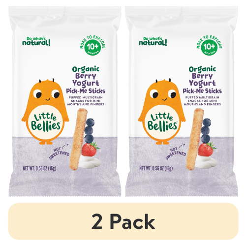 (2 pack) Little Bellies Organic Berry Yogurt Pick-Me Sticks, Baby & Toddler Puff Snack, Age 10+ Months, 0.56 oz Bag