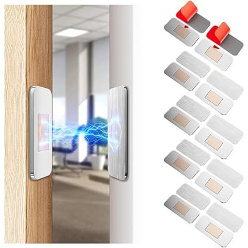 10 Pack Magnetic Cabinet Door Catch, Ultra Thin Cabinet Door Magnets, Adhesive Drawer Magnets to Stay Closed, Stainless Steel Cabinet Latch Easy to Install with Double Sided Tape, Thickness 0.08in