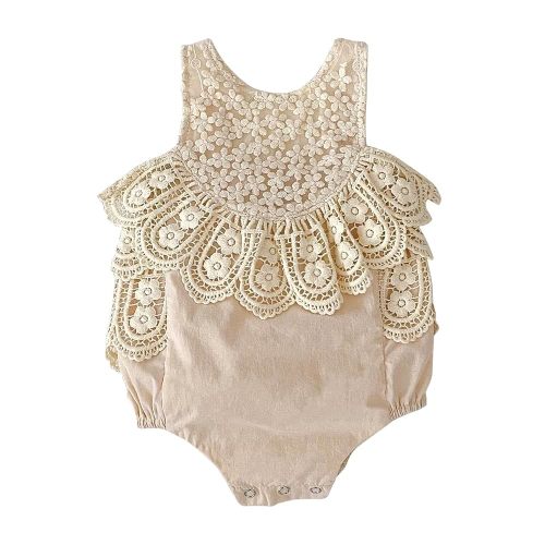 HOOLCHEAN Baby Girls Cotton Straps Lace Bodysuits Infant Retro Romper