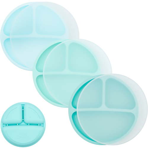 WeeSprout Silicone Plates with Lids for Babies & Toddlers, 100% Food-Grade, Divided Design