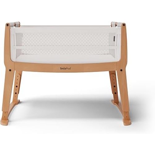 SnuzPod Studio Next to Me Crib - Portable Lightweight Baby Bed with Zip-Down Wall, 3D Breathable Mattress and 6 Height Settings - Ideal Home and Travel Cot with Wheels, Stockholm