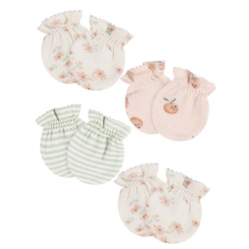 Gerber Baby Boy or Girl Unisex Mittens, 4-Pack, Sizes 0-3 Months