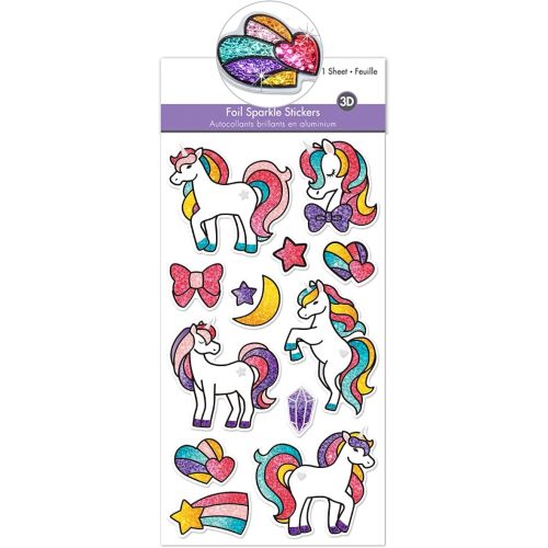 Unicorn Stickers - Rainbow, Sparkle & Shiny 3D Stickers for Girls & Kids