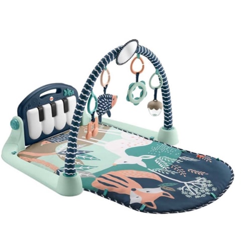 Fisher-Price Baby Playmat Kick & Play Piano Gym with Musical and Sensory Toys for Newborn to Toddler, Navy Fawn