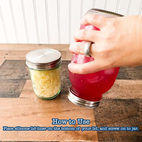Stainless Steel Storage Lids with Leak-Proof Silicone Liners for Mason Jars 5 Pack