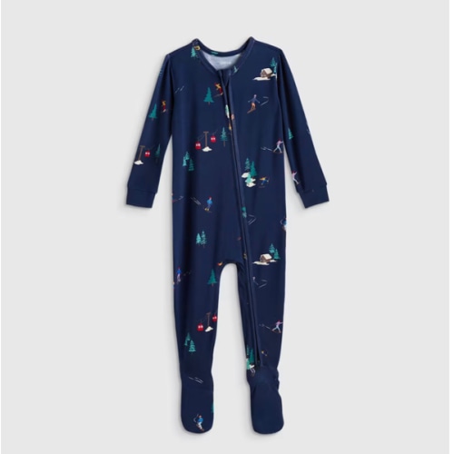 Bamboo Footie Pajama - Baby in ski lodge