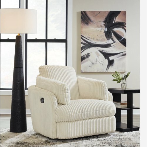 Tie-Breaker Ivory Swivel Glider Recliner - Luna Furniture