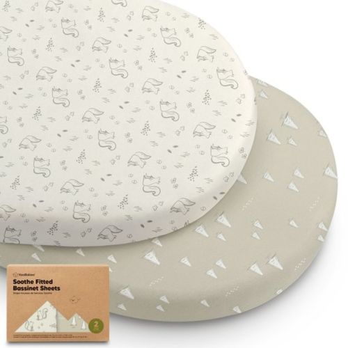 KeaBabies Organic Bassinet Sheet for Baby Girls, Boys, 2-Pack Soothe Bassinet Fitted Sheets, Bedside Bassinet Mattress Sheet