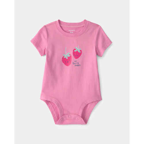 Baby Girl 'So Berry Happy' Strawberry Graphic Bodysuit - Pink | Carter's
