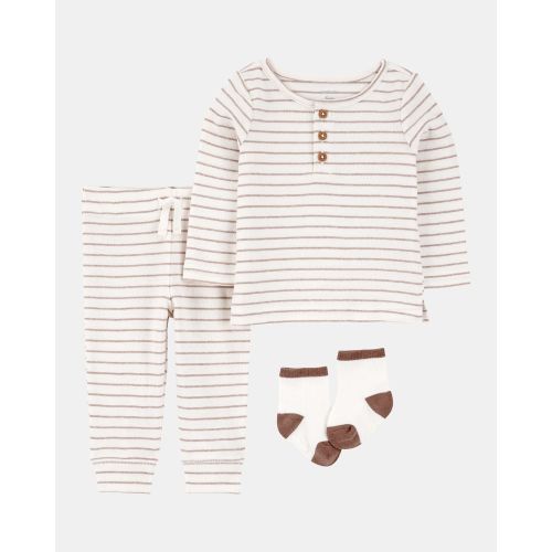 Baby 3-Piece Striped Tee & Pant Set - Ivory - Carter's | Carter's