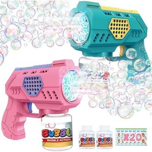 EagleStone 2 PCS Bubble Guns for Toddlers 2 Bubble Solution, 20 Concentrate
