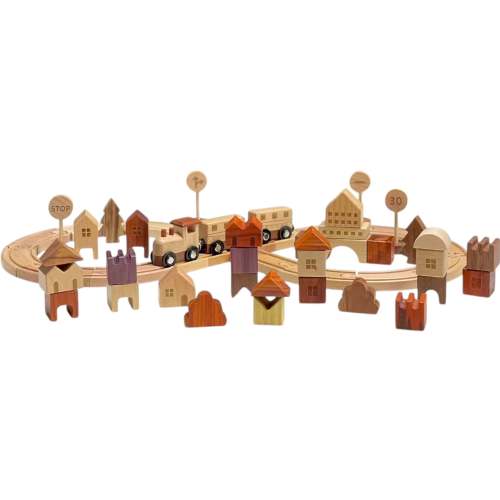 56 PCS Town Exploration Train Set with Track