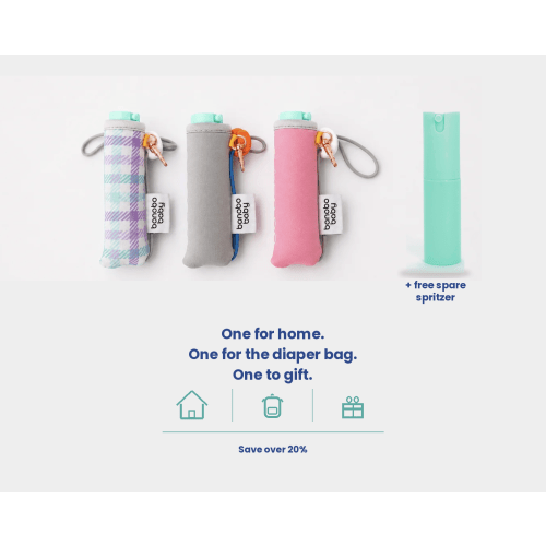 Portable Wipes Spritzer Pouch Trio - 3-Pack, 20ml Bottle | Bonobo Baby